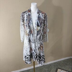 Kamana Womens BOHO Multi color Open Front Mesh Sheer Cardigan/Top Sz L Fairycore